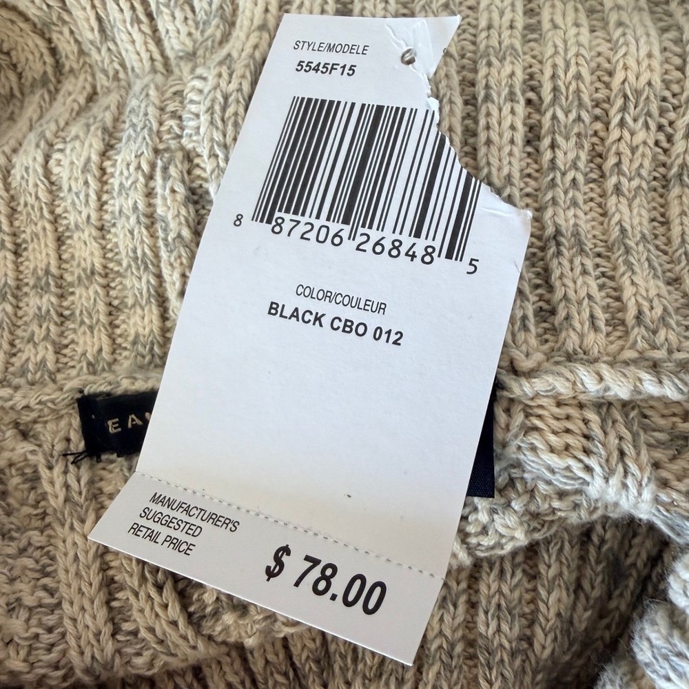 NEW WITH TAGS Jeanne Pierre Colorblock Cable Knit Cowl Neck Tunic Fisherman Sz S - Picture 5 of 7